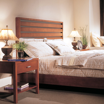 原木設計床頭櫃+床  |臥室傢俱